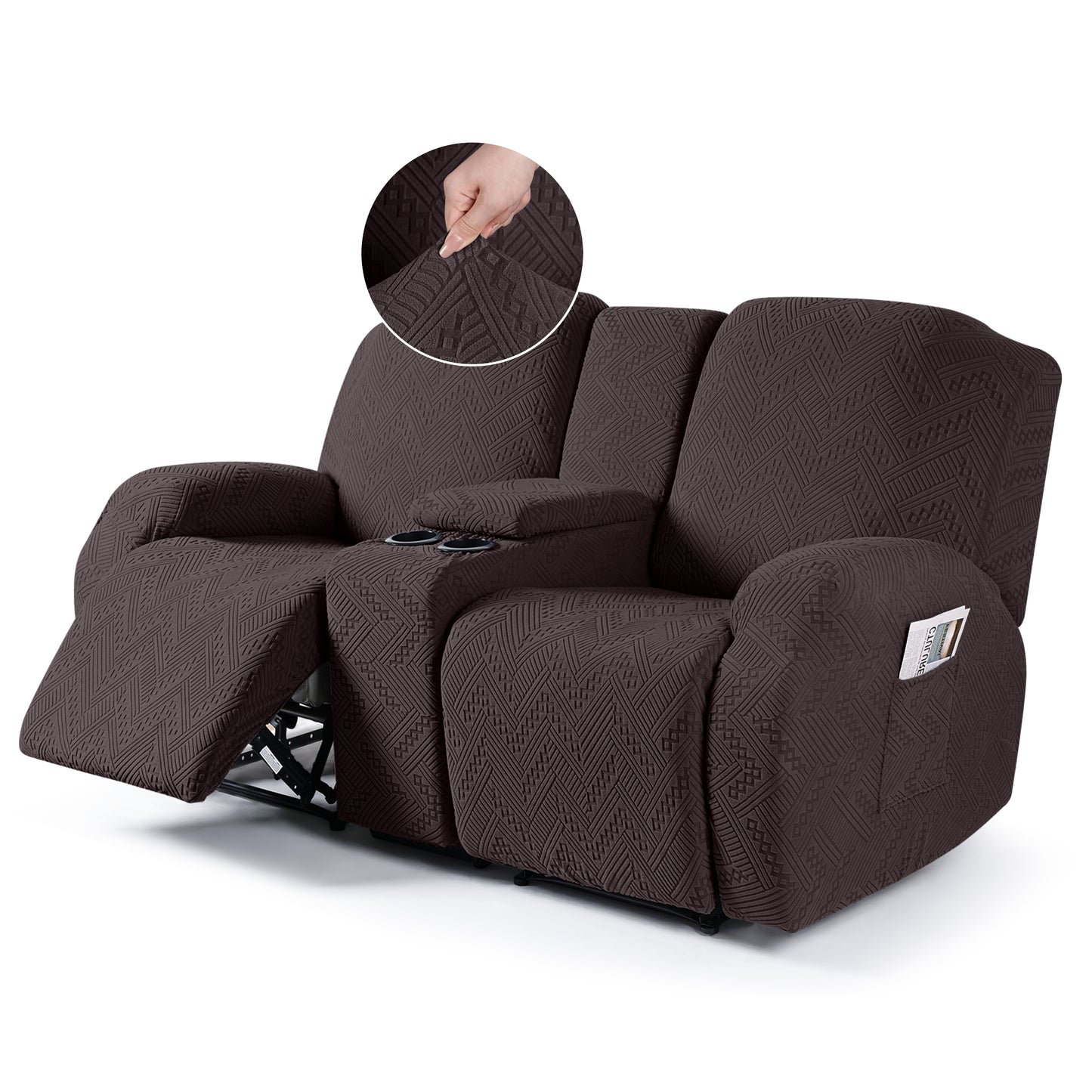 TAOCOCO-Recliner Loveseat Slipcover with Console Reclining Couch Slipcovers-FLG