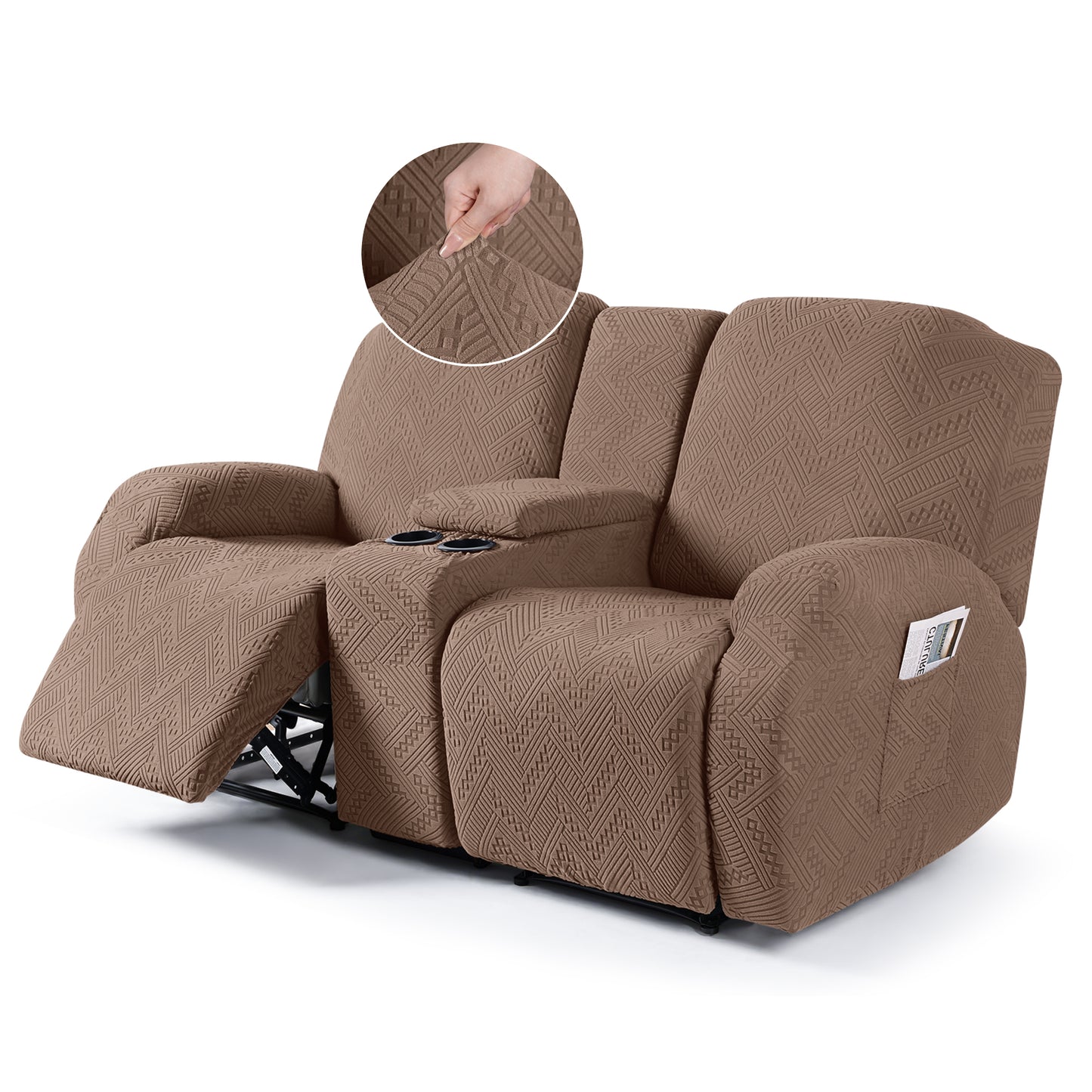TAOCOCO-Recliner Loveseat Slipcover with Console Reclining Couch Slipcovers-FLG