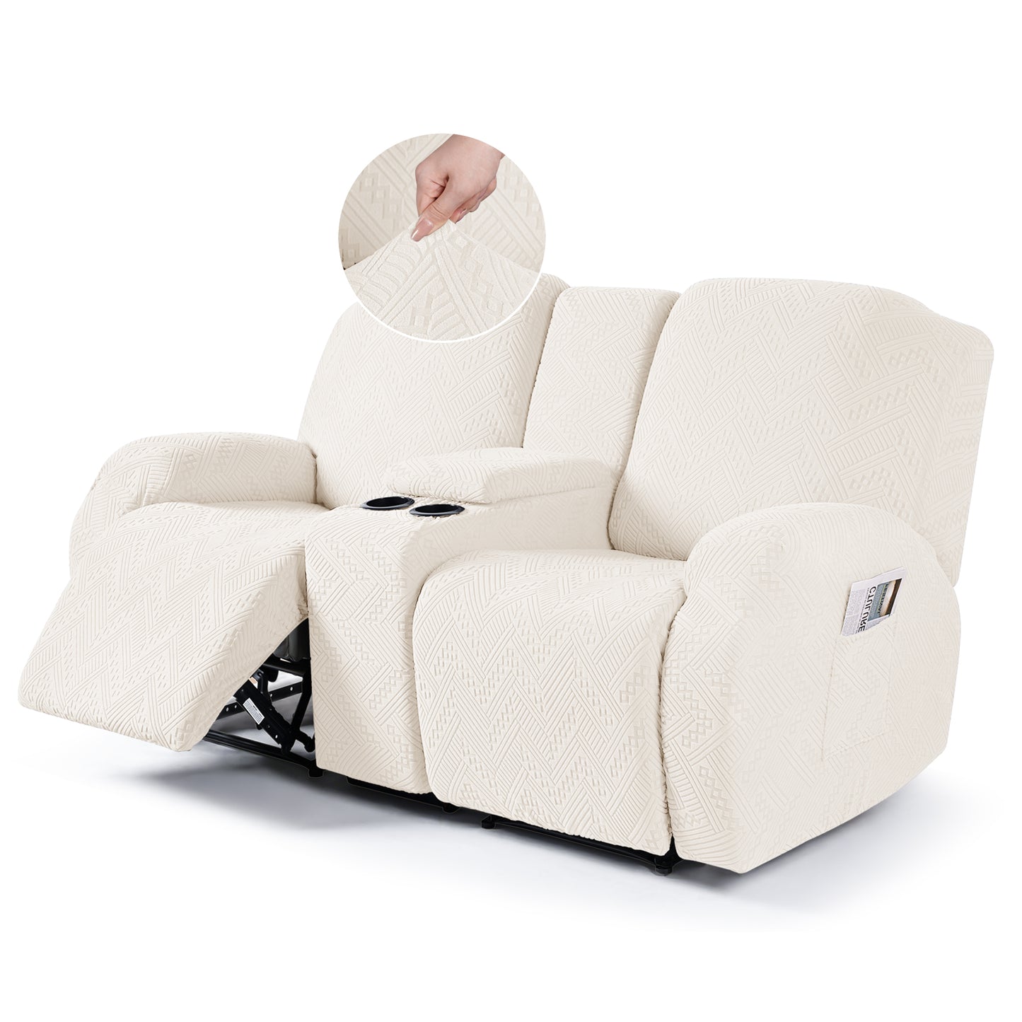 TAOCOCO-Recliner Loveseat Slipcover with Console Reclining Couch Slipcovers-FLG