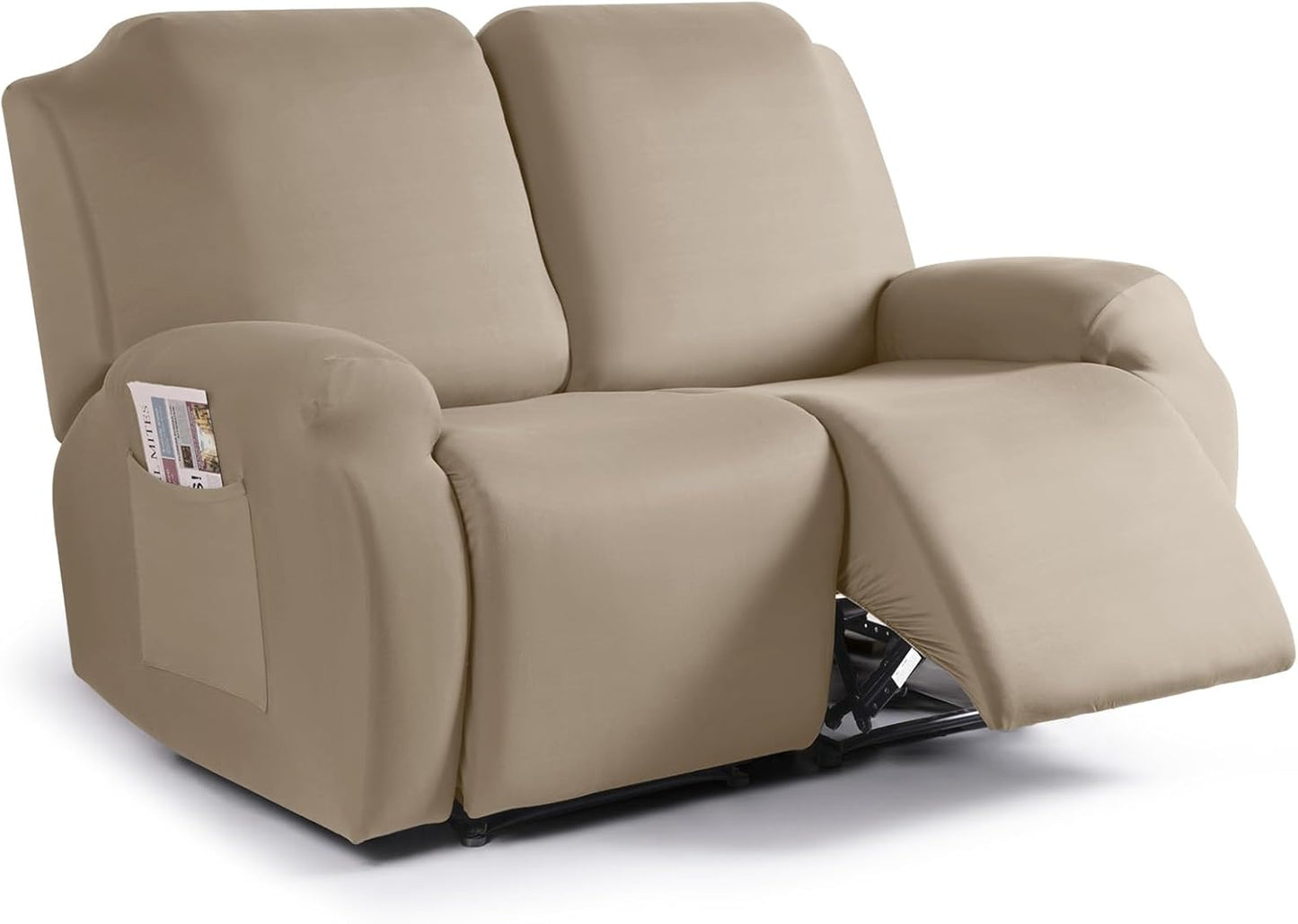 TAOCOCO Stretch Recliner Loveseat Cover 2-Seat XL for home decor pet friendly in taupe