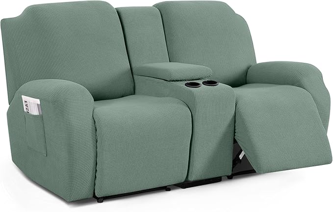 TAOCOCO Stretch Loveseat Cover for 2-Seat Recliner Couch with Middle Console in Sage Green – Pet Friendly