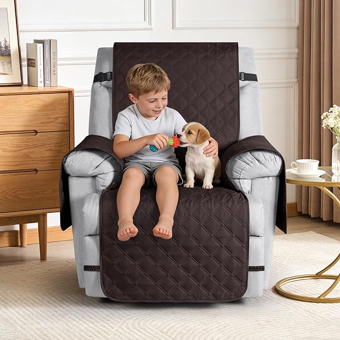 TAOCOCO 100% Waterproof 1-Seater Recliner Chair Cover 28 Inch For Home Decor in chocolate