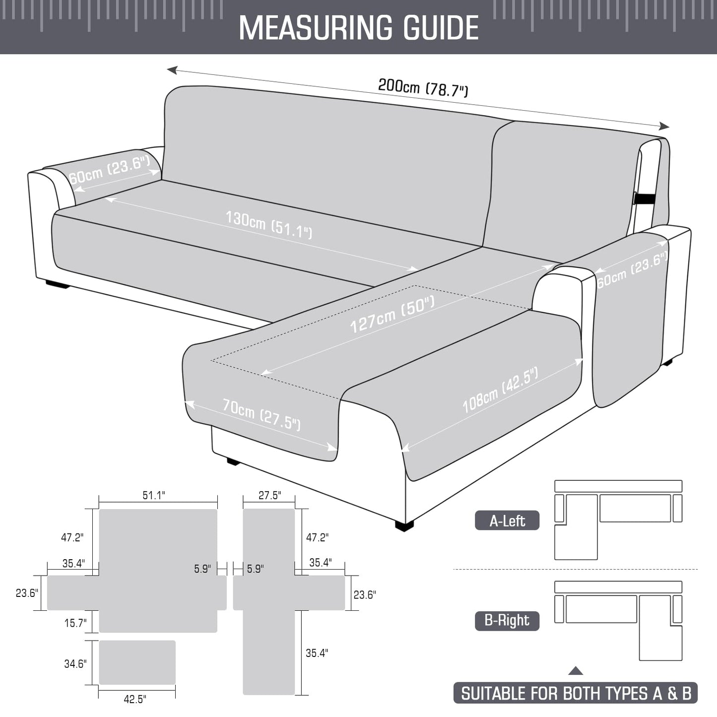 Waterproof Sectional Couch Covers L Shaped Sofa Covers - TAOCOCO