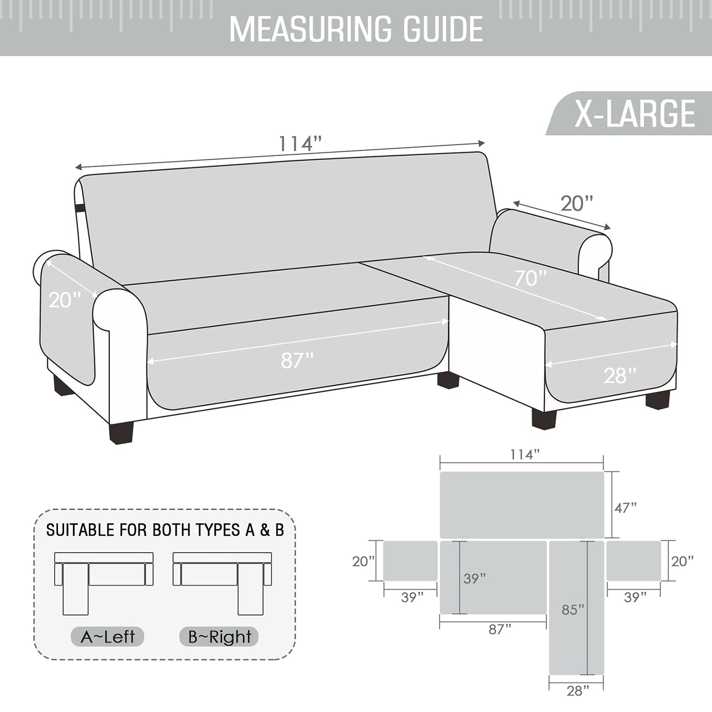 Couch Slipcover L Shape Sofa Cover Sectional - TAOCOCO