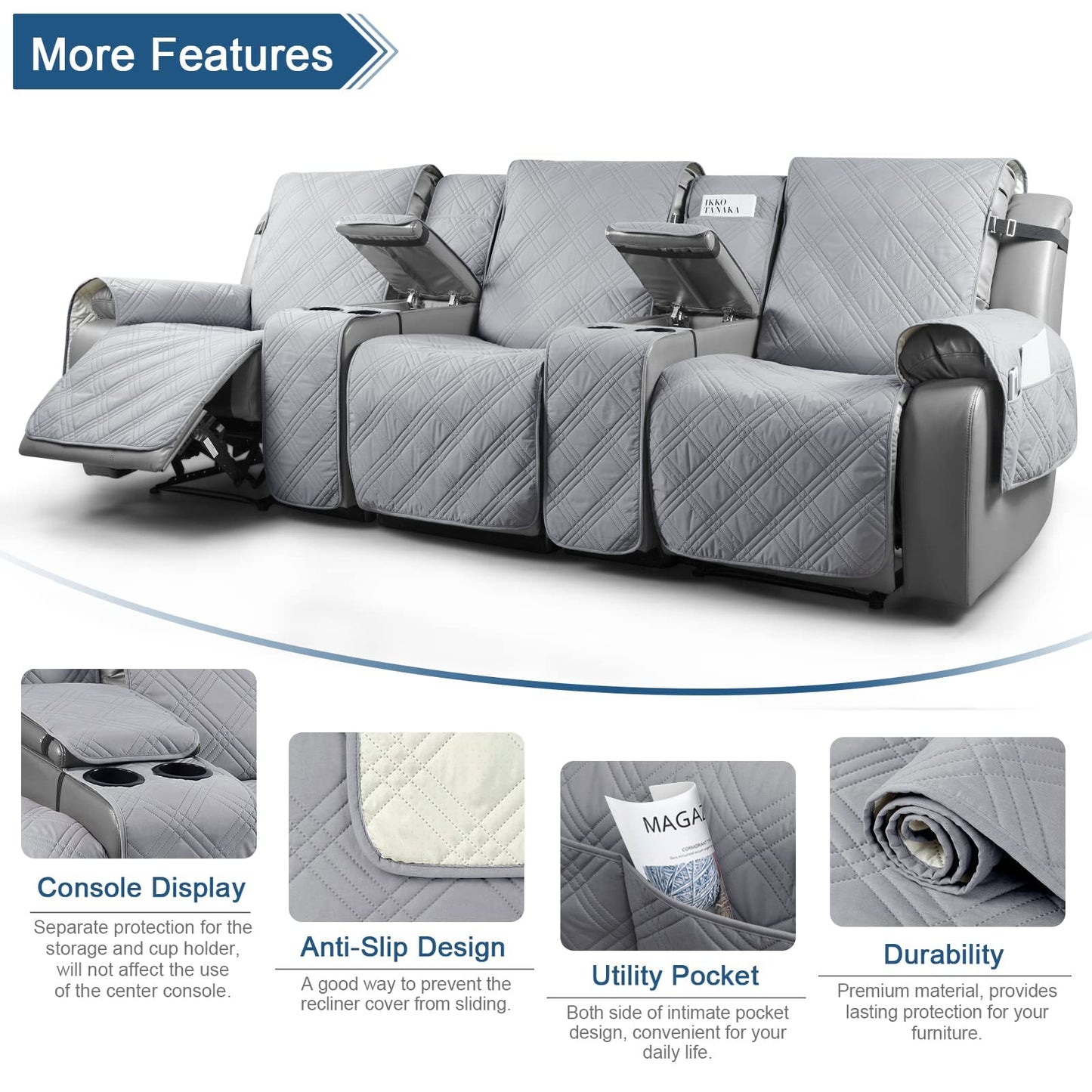 Loveseat Recliner Cover with Center Console (3 Seater) - TAOCOCO