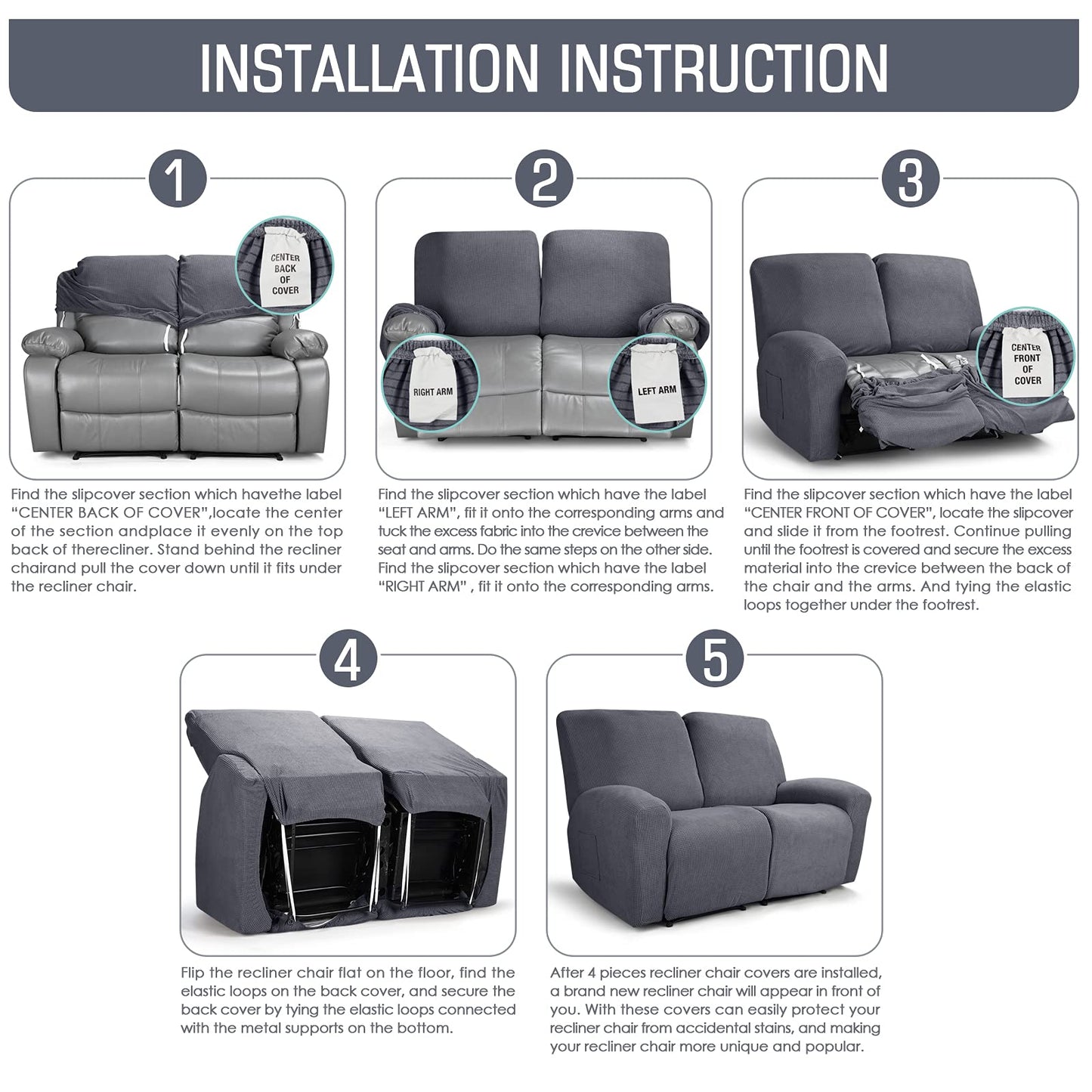 Recliner Sofa Covers 6-Pieces - TAOCOCO