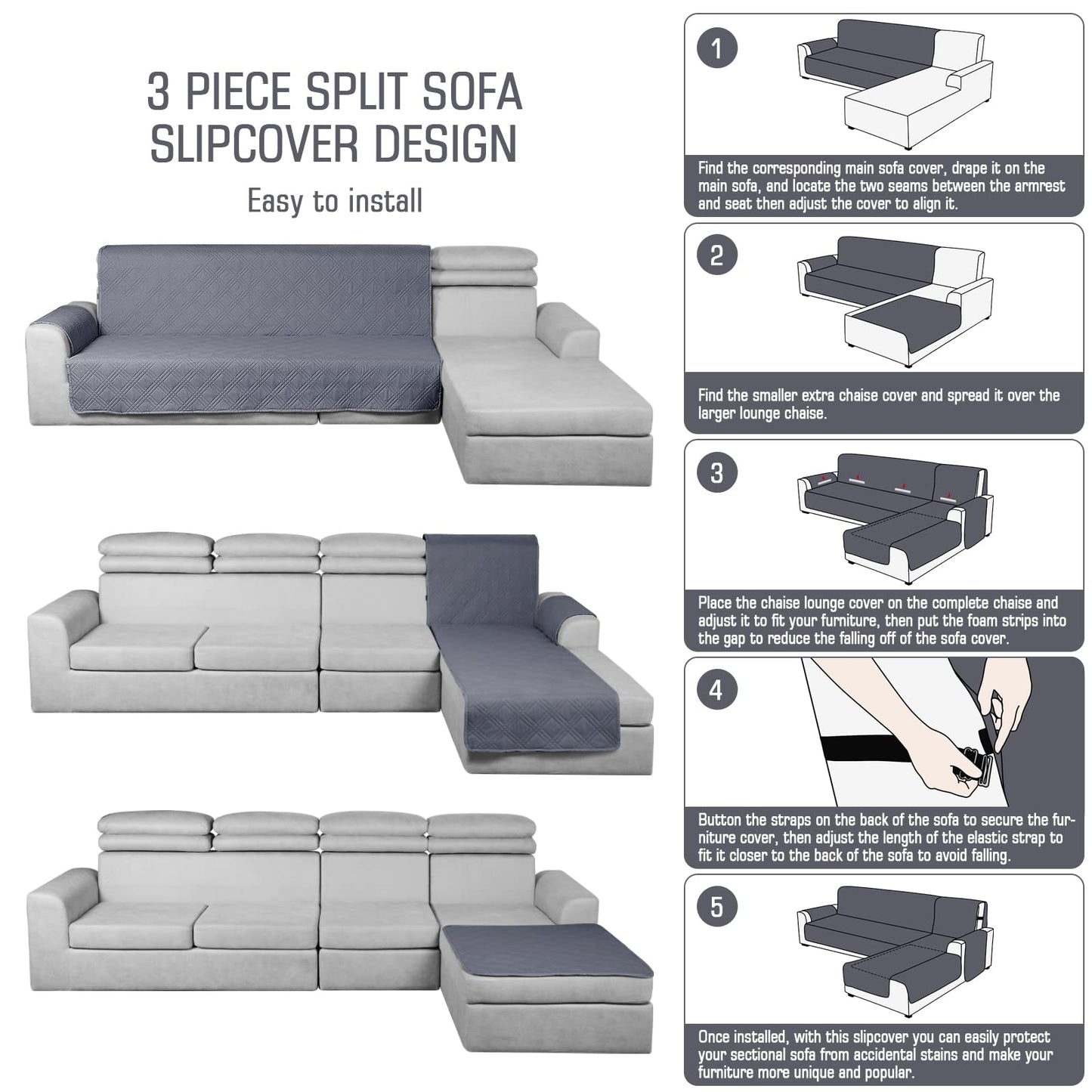 Waterproof Sectional Couch Covers L Shaped Sofa Covers - TAOCOCO