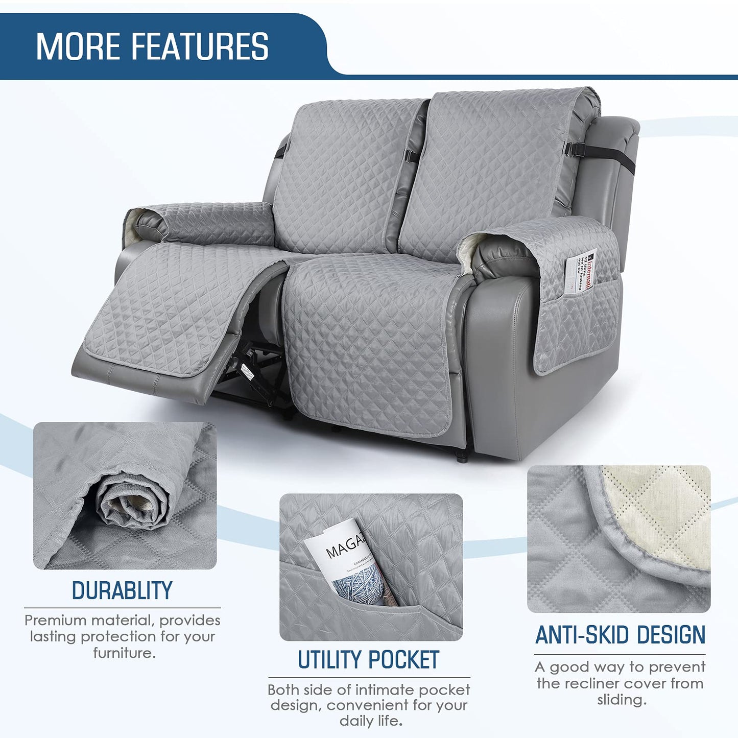 Recliner Sofa Slipcover Couch Covers for 2 Cushion Couch - TAOCOCO