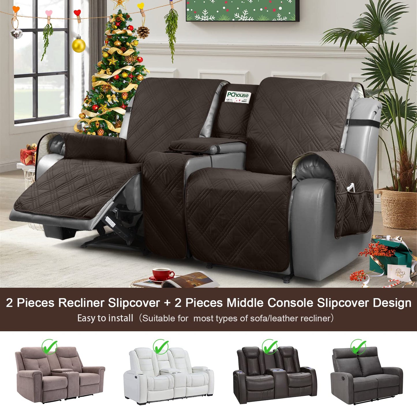 Loveseat Recliner Cover with Center Console (2 Seater) - TAOCOCO