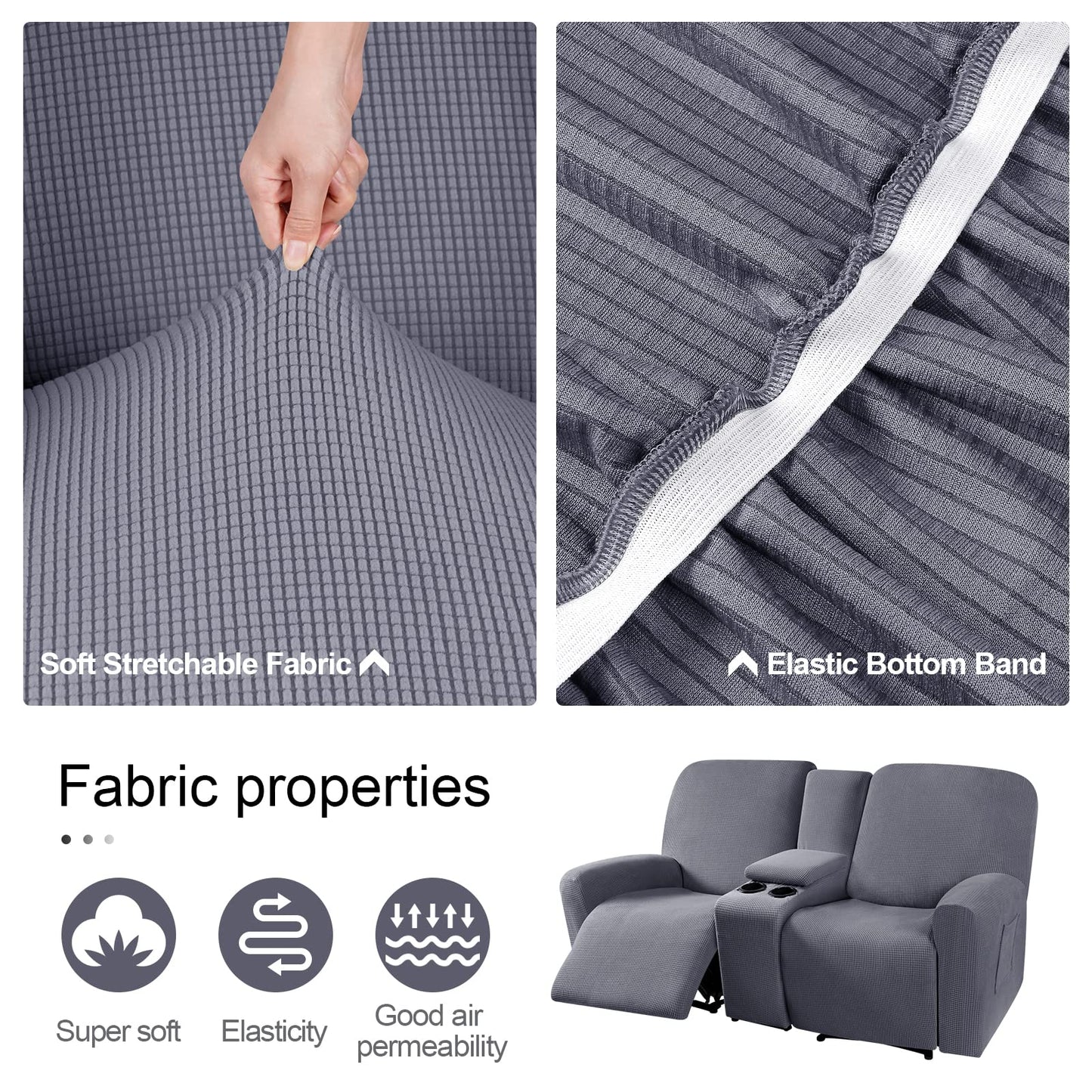 Recliner Loveseat Cover with Middle Console Sofa slipcover