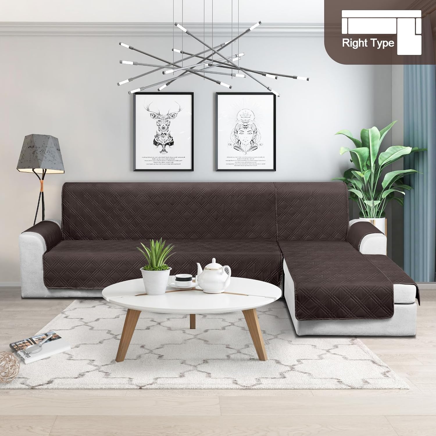 TAOCOCO 100% Waterproof Reversible L-Shaped Sectional Sofa Cover X-Large For Home Decor, furniture protector for kids, pets