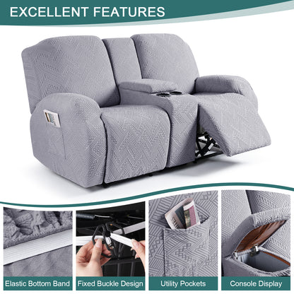 TAOCOCO-Recliner Loveseat Slipcover with Console Reclining Couch Slipcovers-FLG