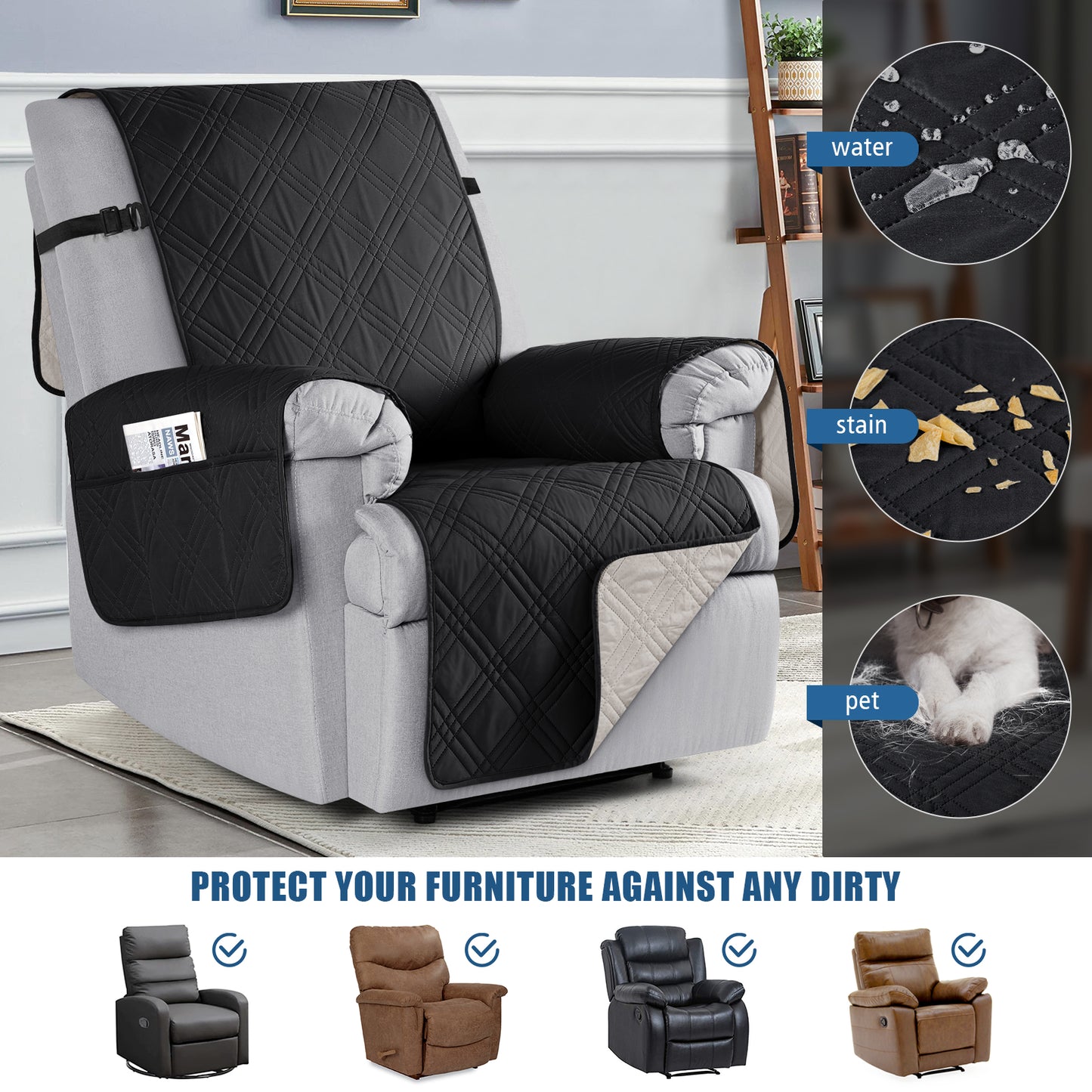 TAOCOCO 100% Waterproof Recliner Chair Cover-2