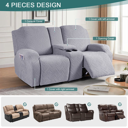 TAOCOCO-Recliner Loveseat Slipcover with Console Reclining Couch Slipcovers-FLG