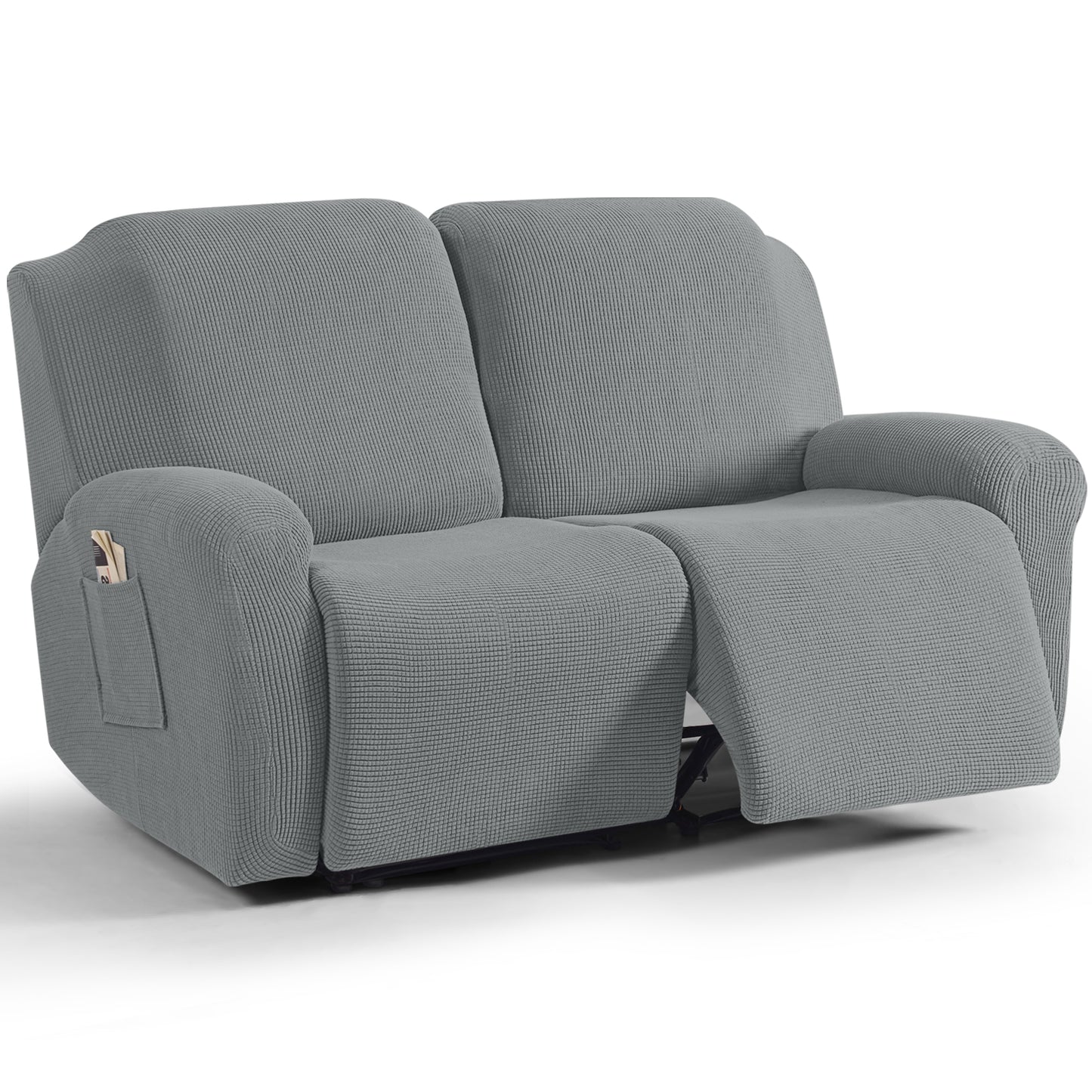 TAOCOCO 6-Piece 2XL Dual Recliner Loveseat Slipcover, Stretch Jacquard 2-Seater Sofa Cover