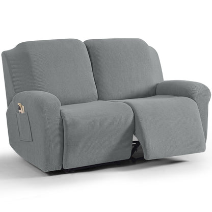 TAOCOCO 6-Piece 2XL Dual Recliner Loveseat Slipcover, Stretch Jacquard 2-Seater Sofa Cover