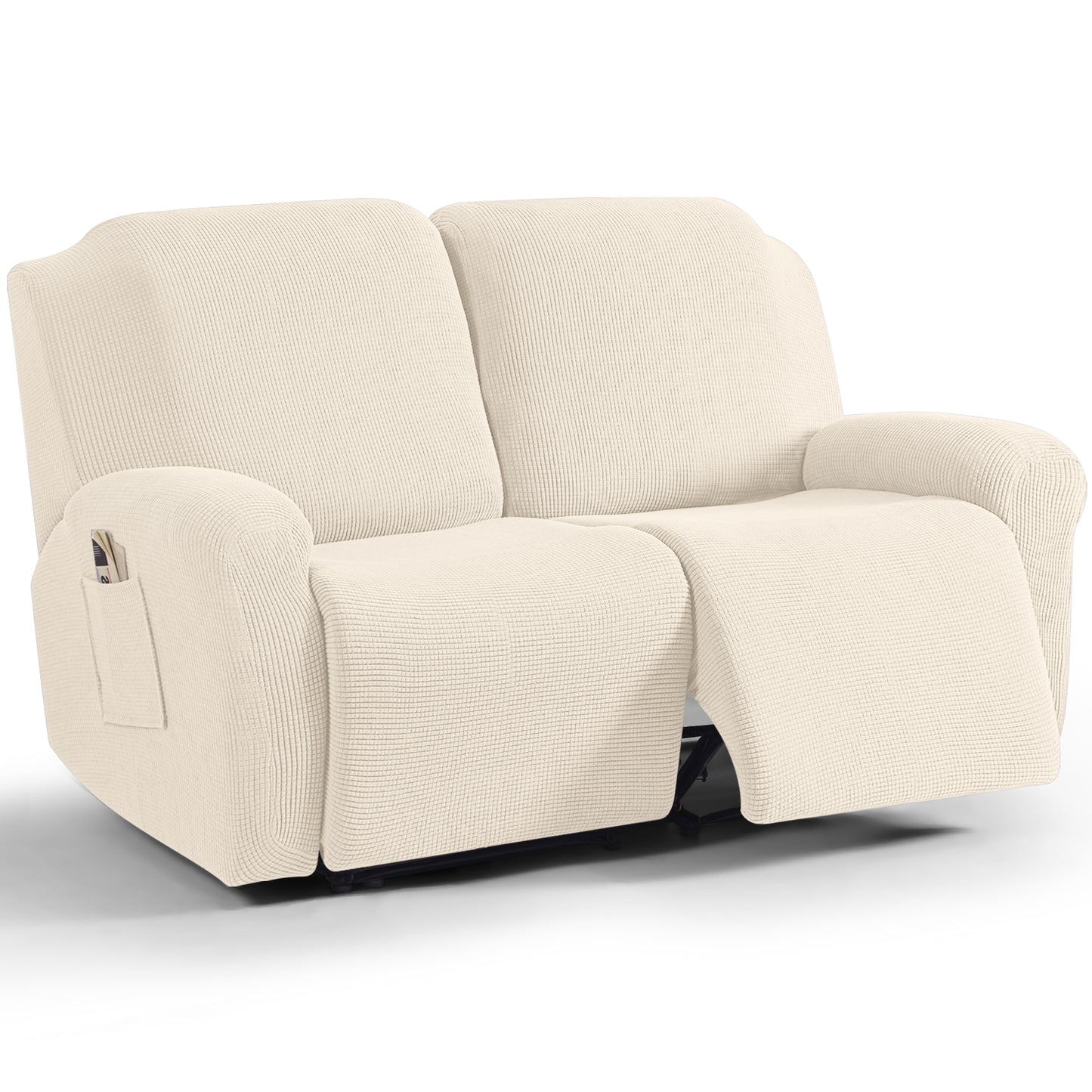 TAOCOCO 6-Piece 2XL Dual Recliner Loveseat Slipcover, Stretch Jacquard 2-Seater Sofa Cover