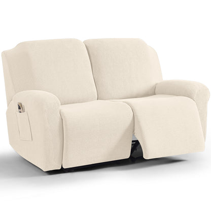 TAOCOCO 6-Piece 2XL Dual Recliner Loveseat Slipcover, Stretch Jacquard 2-Seater Sofa Cover