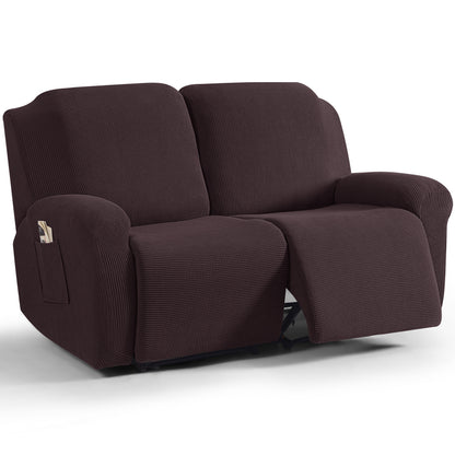TAOCOCO 6-Piece 2XL Dual Recliner Loveseat Slipcover, Stretch Jacquard 2-Seater Sofa Cover