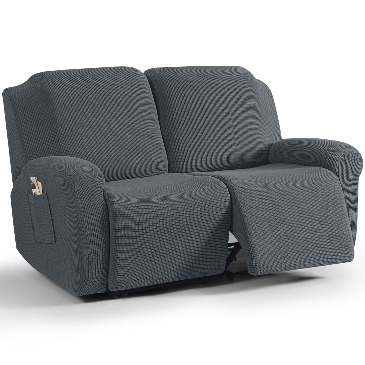 TAOCOCO 6-Piece 2XL Dual Recliner Loveseat Slipcover, Stretch Jacquard 2-Seater Sofa Cover