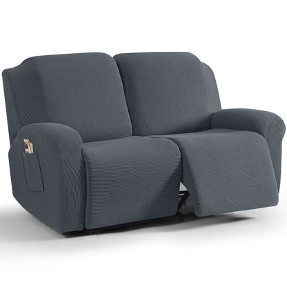 TAOCOCO 6-Piece 2XL Dual Recliner Loveseat Slipcover, Stretch Jacquard 2-Seater Sofa Cover