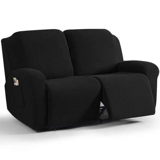 TAOCOCO 6-Piece 2XL Dual Recliner Loveseat Slipcover, Stretch Jacquard 2-Seater Sofa Cover