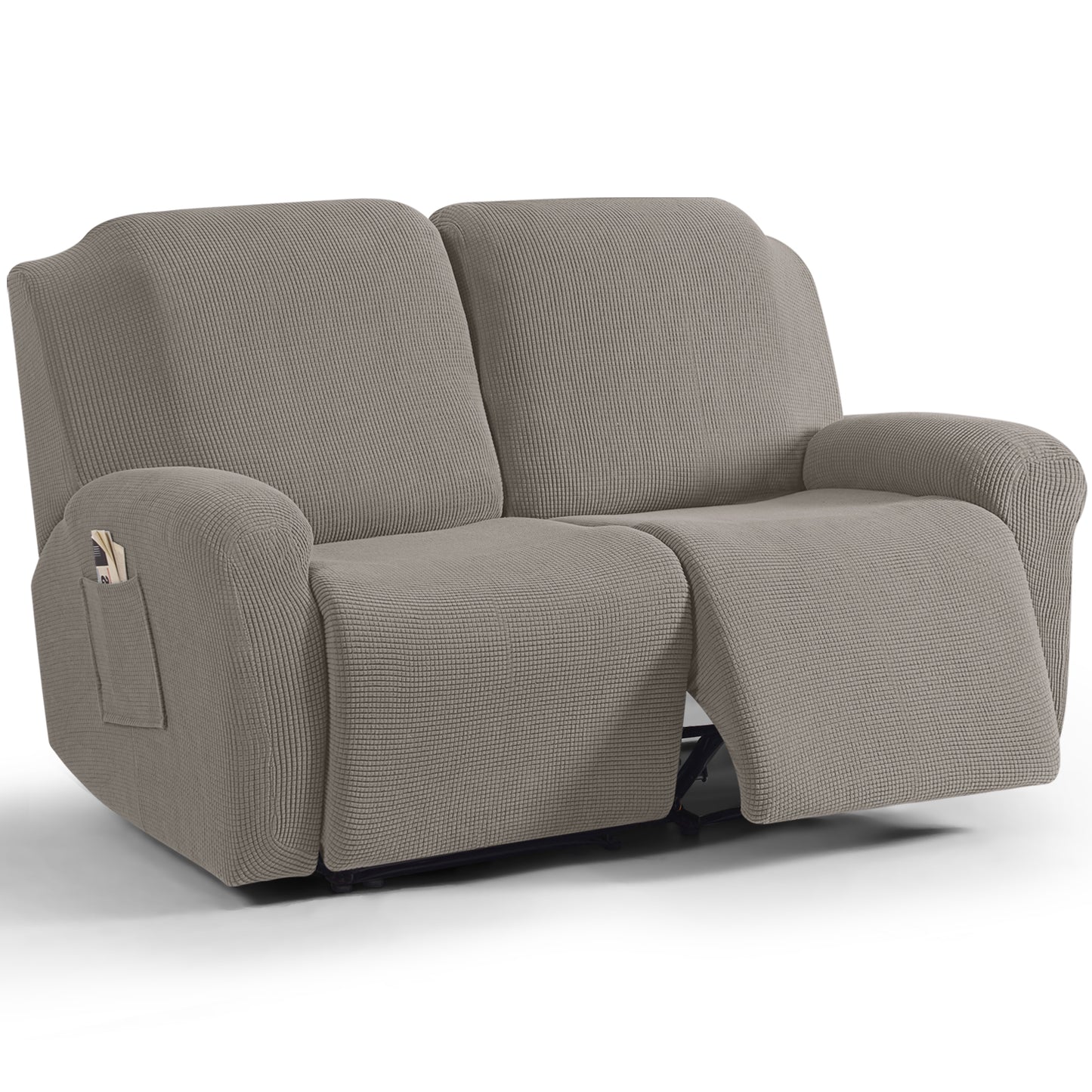 TAOCOCO 6-Piece 2XL Dual Recliner Loveseat Slipcover, Stretch Jacquard 2-Seater Sofa Cover