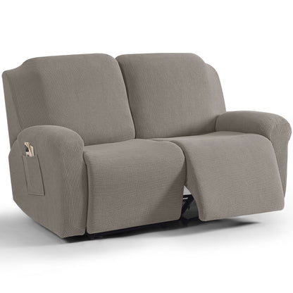 TAOCOCO 6-Piece 2XL Dual Recliner Loveseat Slipcover, Stretch Jacquard 2-Seater Sofa Cover