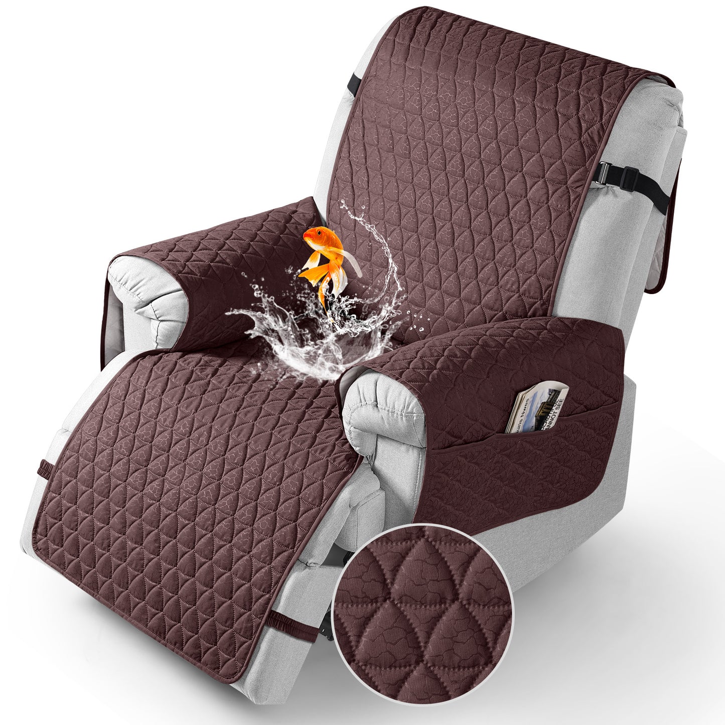TAOCOCO Non Slip Solid Recliner Chair Covers with Pockets