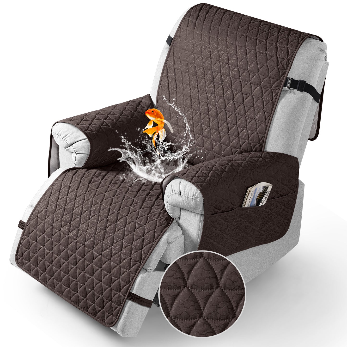 TAOCOCO Non Slip Solid Recliner Chair Covers with Pockets