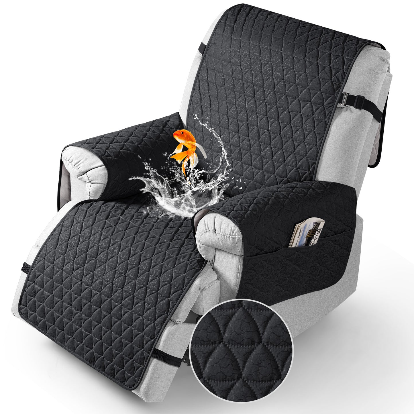 TAOCOCO Non Slip Solid Recliner Chair Covers with Pockets
