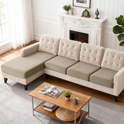 TAOCOCO 3-Piece L Shape Sectional Sofa Covers —3 Seater + 1 Chaise Cushion Covers