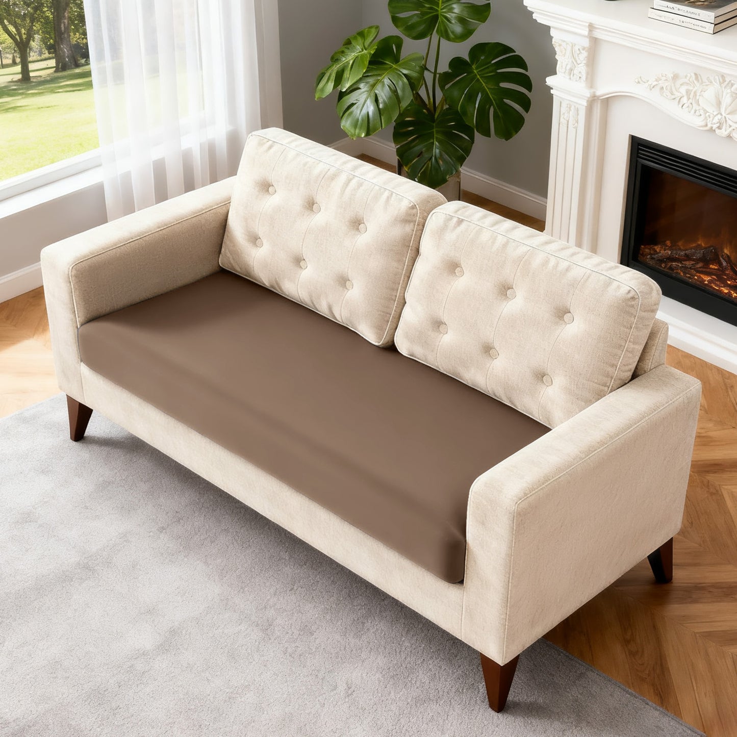 TAOCOCO 1 Piece Polyester Couch Cushion Covers for 1 /2/3 Seater Cushion Covers