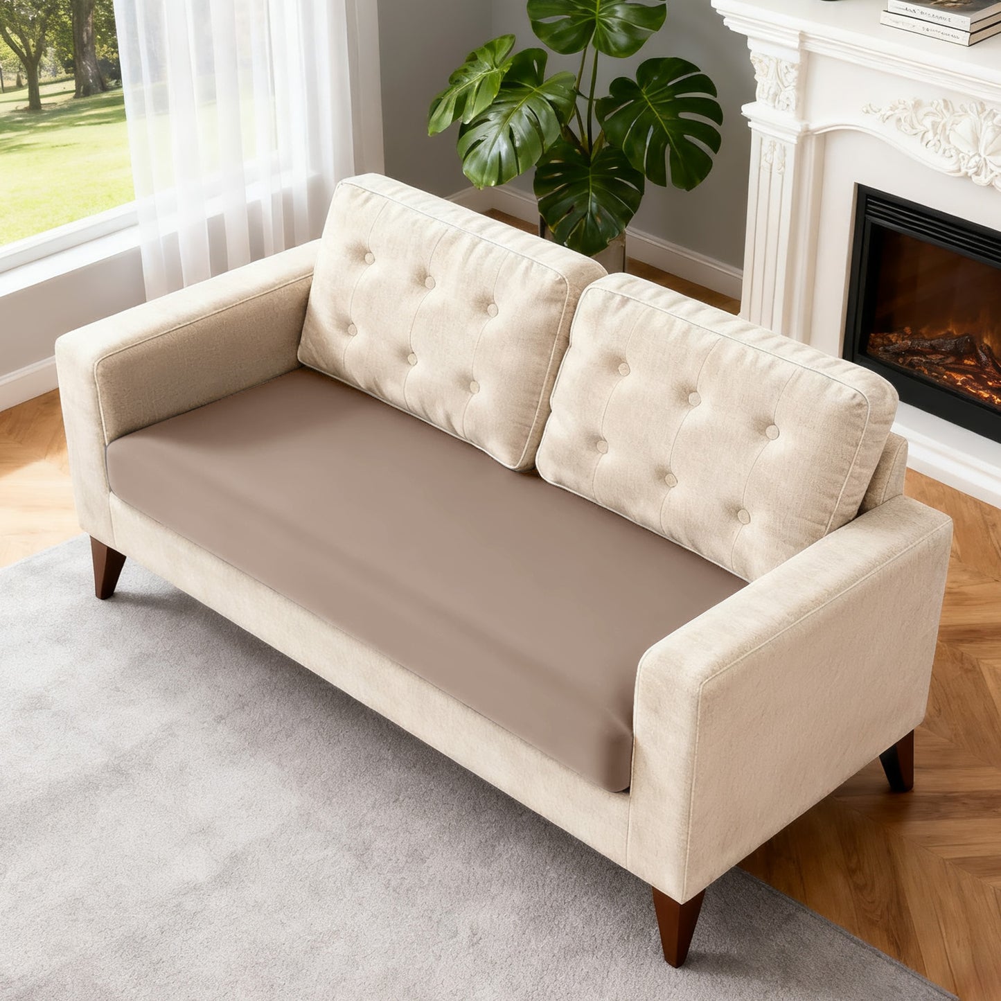 TAOCOCO 1 Piece Polyester Couch Cushion Covers for 1 /2/3 Seater Cushion Covers