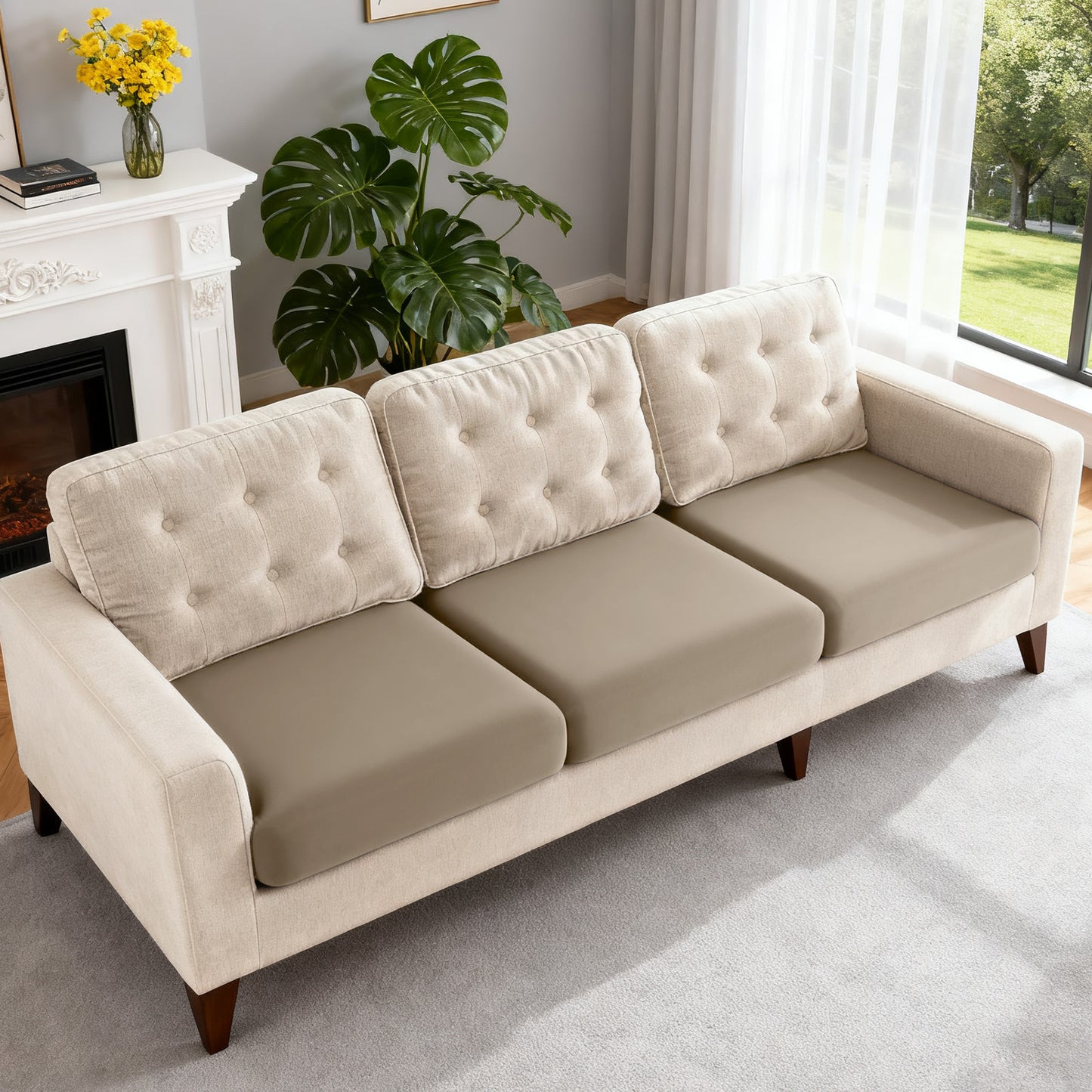 TAOCOCO Couch Cushion Covers 3 Pieces Polyester Stretch Couch Covers for 3 Cushion Couch