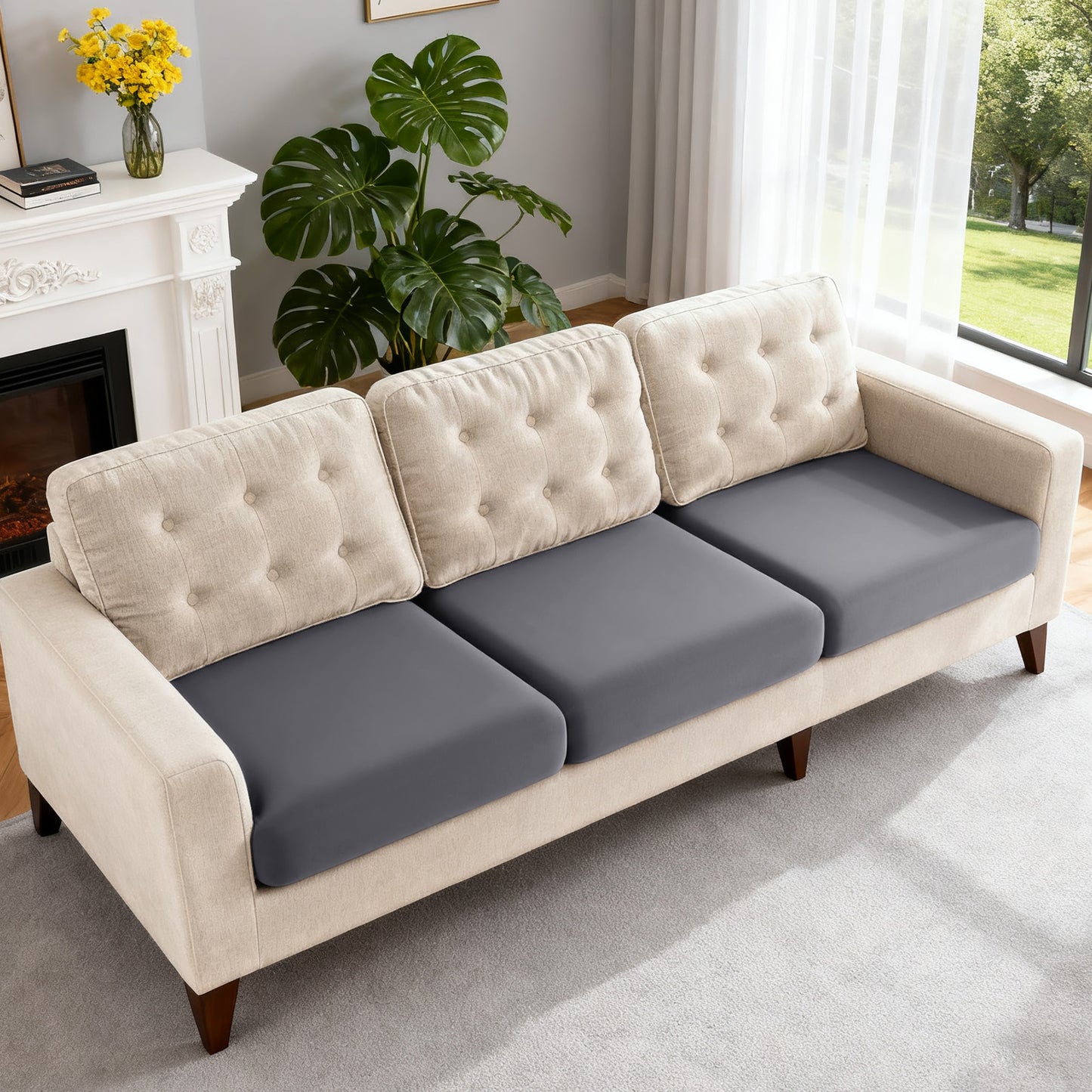 TAOCOCO Couch Cushion Covers 3 Pieces Polyester Stretch Couch Covers for 3 Cushion Couch