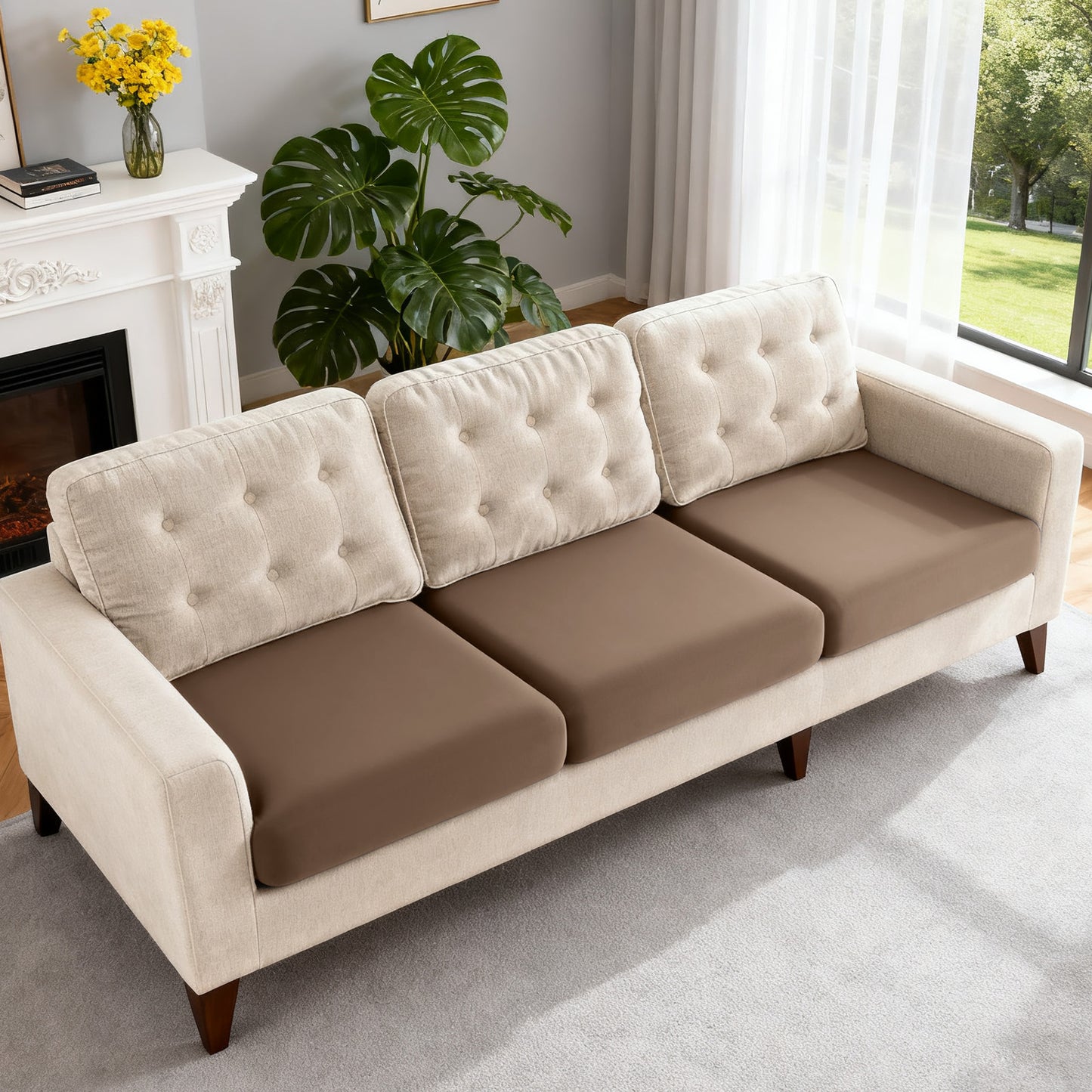 TAOCOCO Couch Cushion Covers 3 Pieces Polyester Stretch Couch Covers for 3 Cushion Couch