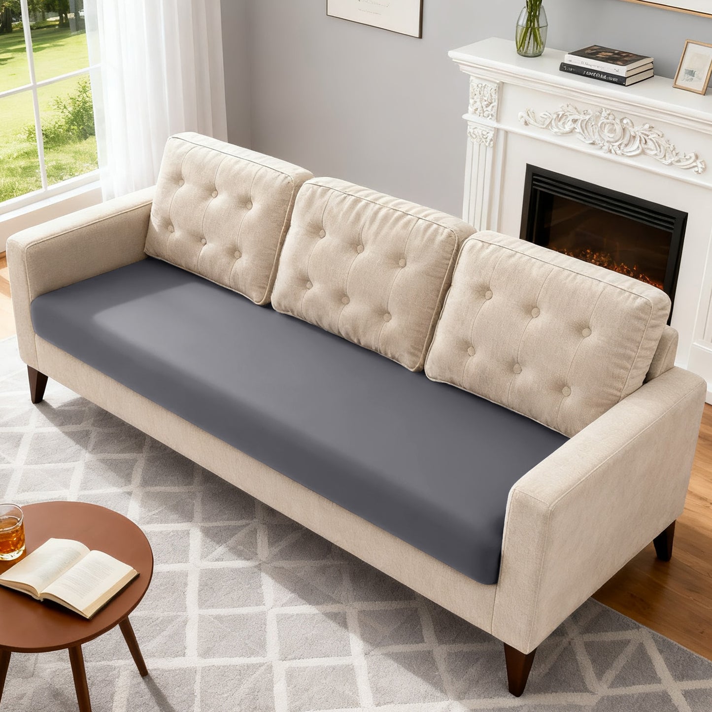 TAOCOCO 1 Piece Polyester Couch Cushion Covers for 1 /2/3 Seater Cushion Covers