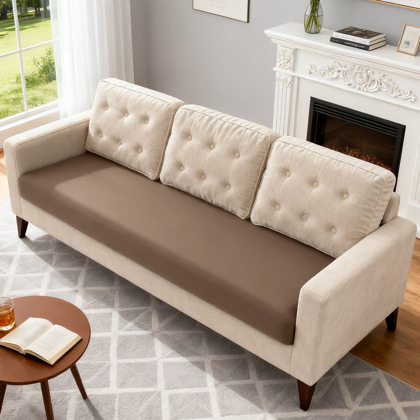 TAOCOCO 1 Piece Polyester Couch Cushion Covers for 1 /2/3 Seater Cushion Covers