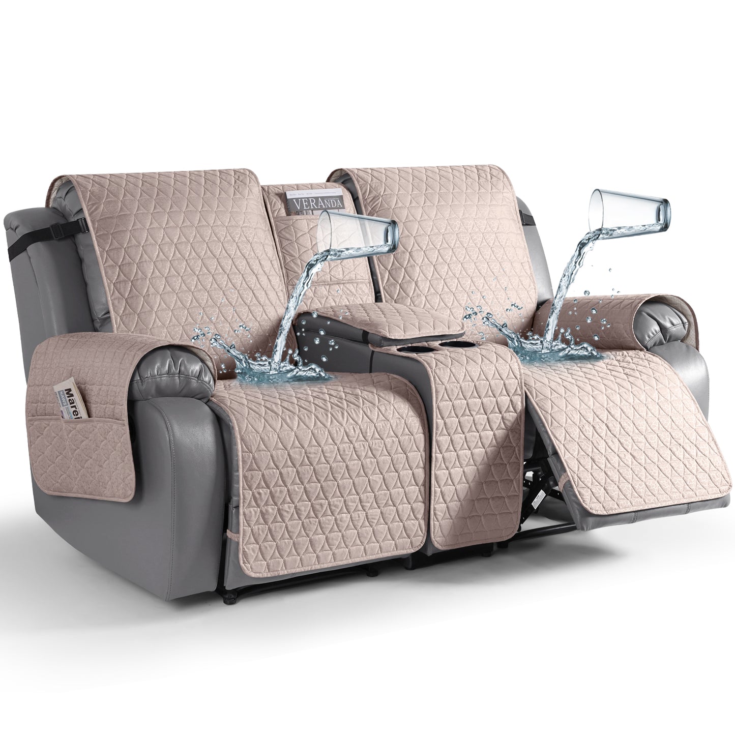 TAOCOCO 100% Waterproof Loveseat Recliner Covers with Console