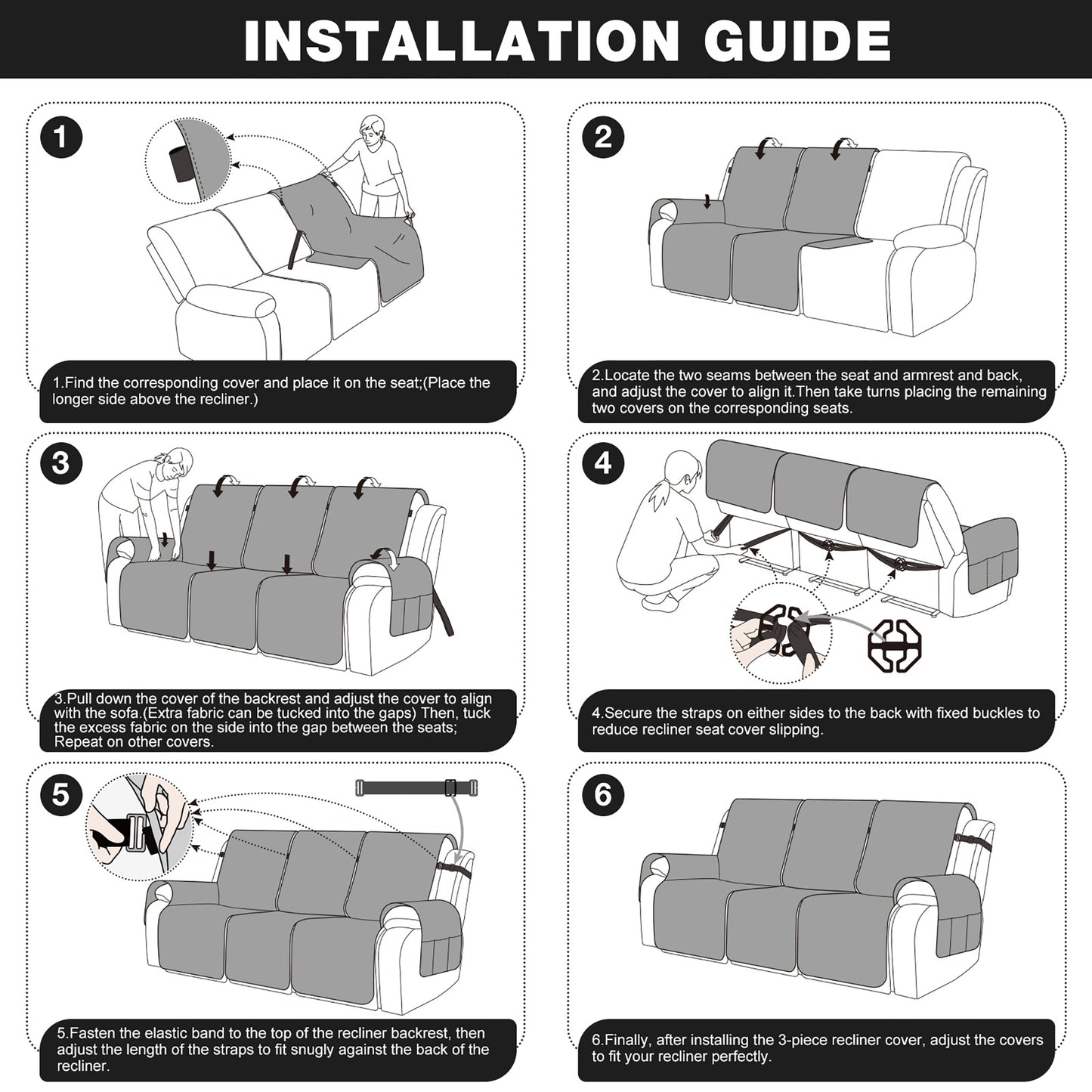 TAOCOCO Non-Slip Waterproof Recliner Sofa Covers