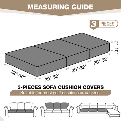 TAOCOCO Couch Cushion Covers 3 Pieces Polyester Stretch Couch Covers for 3 Cushion Couch