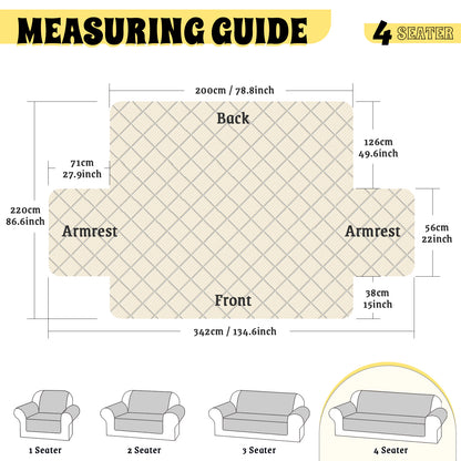 TAOCOCO Sofa Protector 100% Waterproof Sofa Covers 4 Seater,Sofa Slipcovers with Storage Pockets,Anti Slip Couch Covers(Sky Blue)