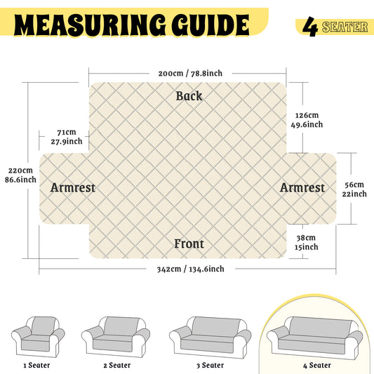 TAOCOCO Sofa Protector 100% Waterproof Sofa Covers 4 Seater,Sofa Slipcovers with Storage Pockets,Anti Slip Couch Covers