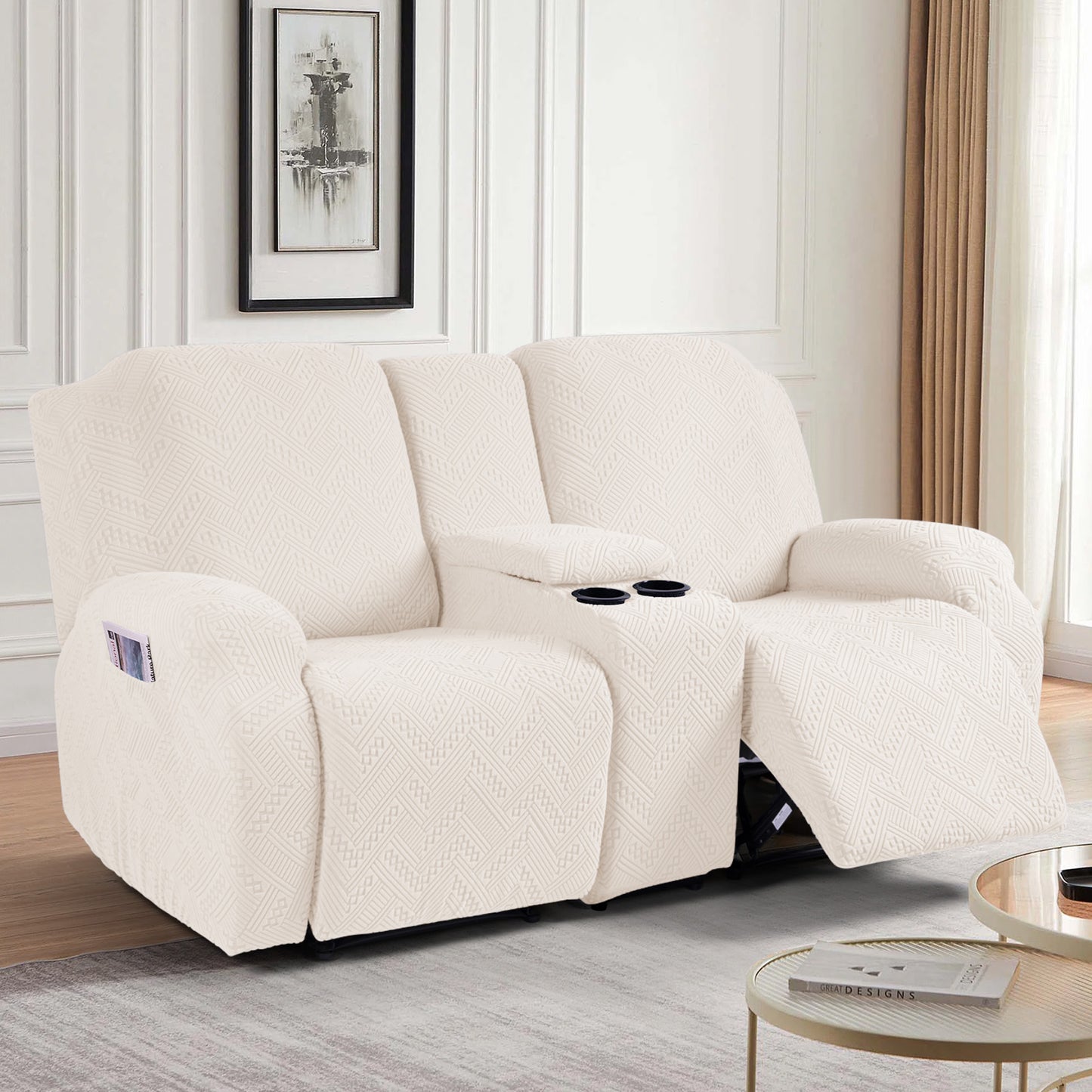 FLG-Loveseat Sofa Slipcover with Console