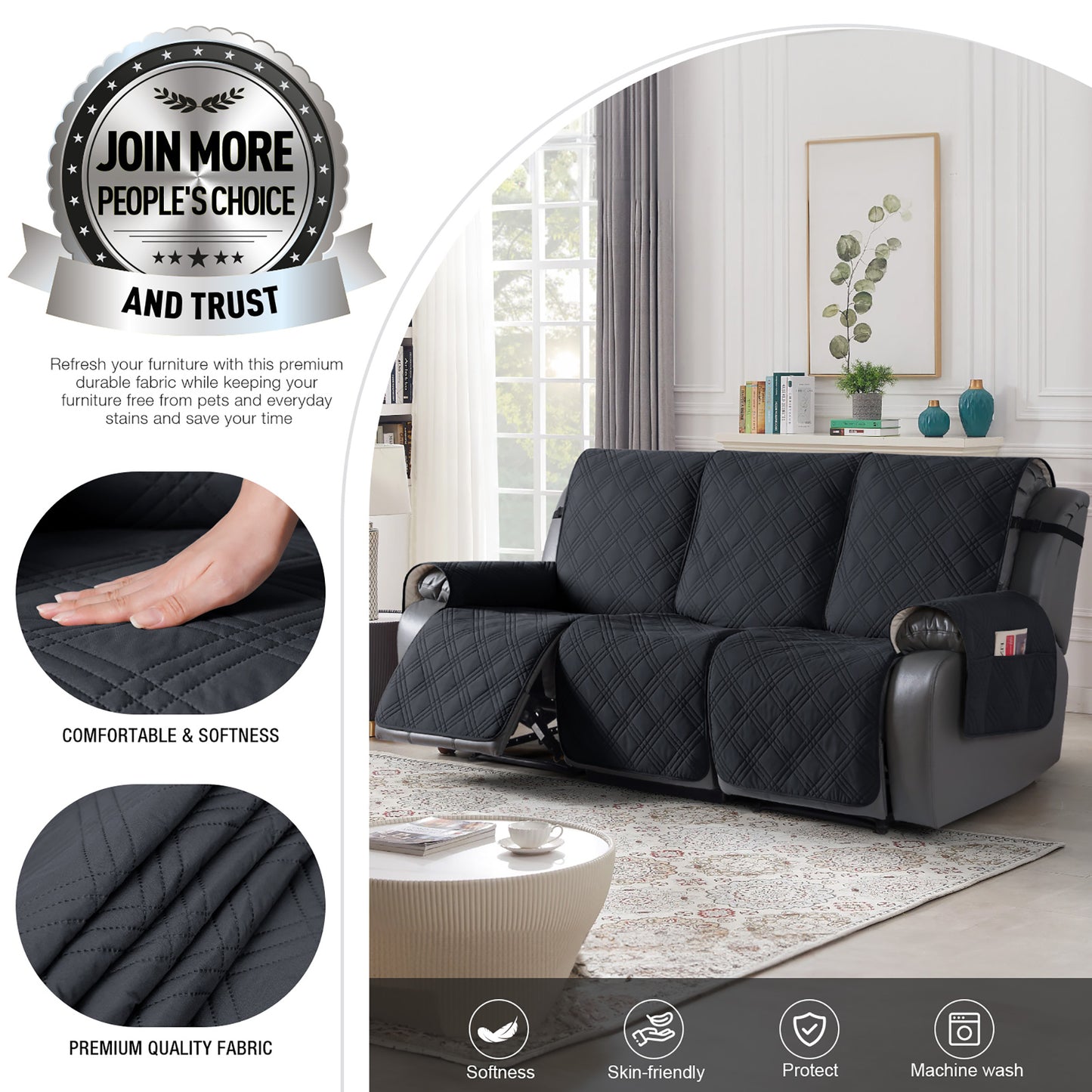 TAOCOCO Non-Slip Waterproof Recliner Sofa Covers