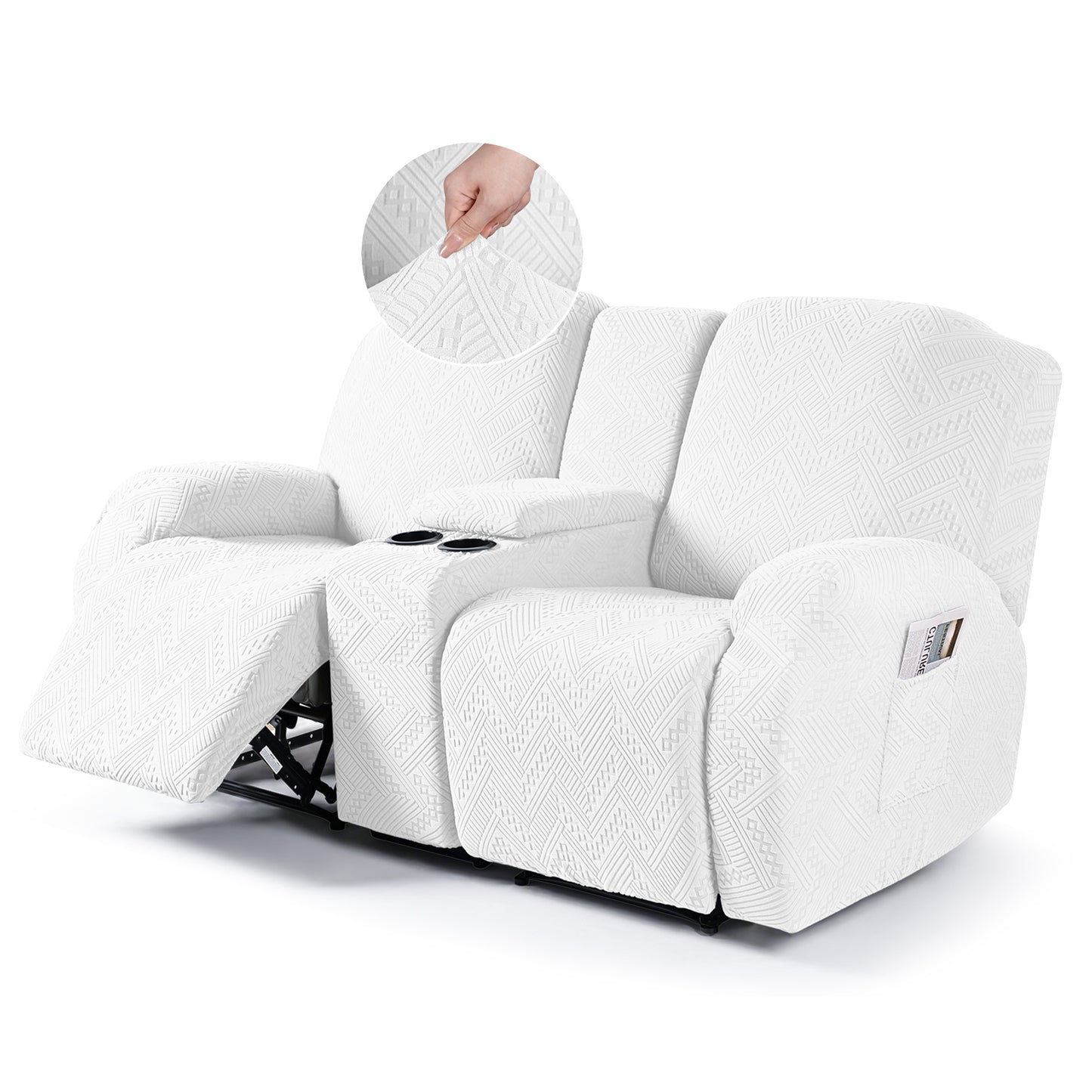 TAOCOCO Durable 4-Pieces Loveseat Recliner Slipcovers with Console