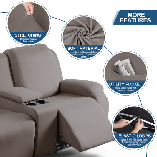 MMAMYZK-Recliner Loveseat Sofa Slipcover with Console Reclining Couch Cover