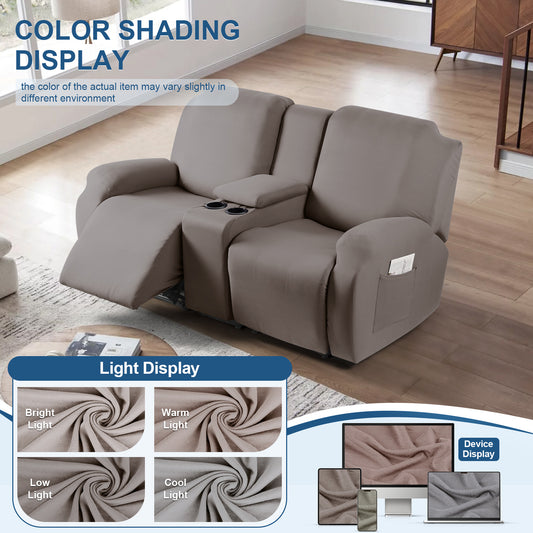 MMAMYZK-Recliner Loveseat Sofa Slipcover with Console Reclining Couch Cover