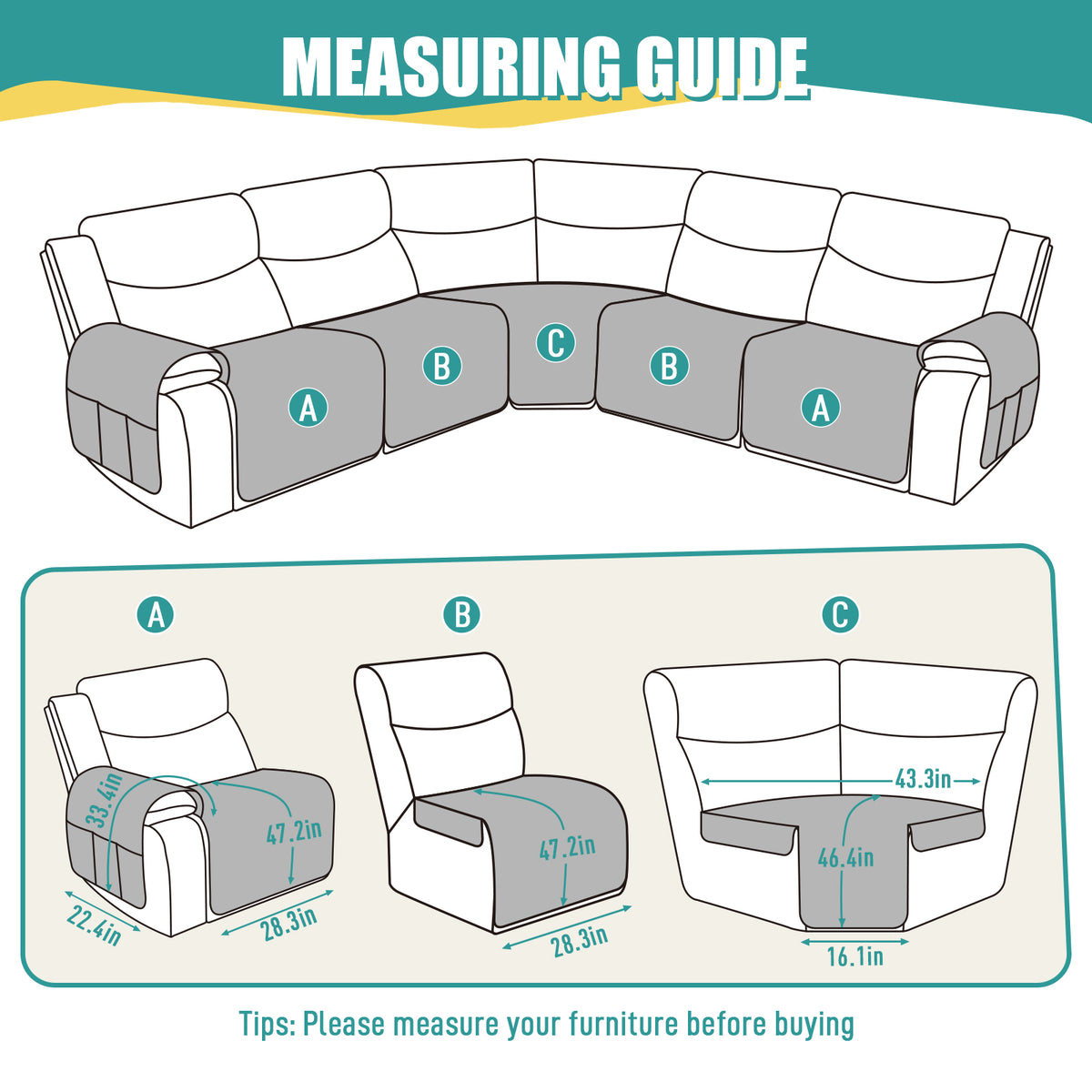 Waterproof Recliner Sectional Couch Covers